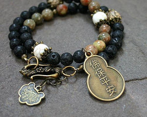 Change Moon Goddess Collection Black Lava Wrap Bracelet with Buddha - sunnybeachjewelry