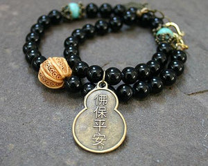 Change Moon Goddess Collection Black Obsidian Wrap Bracelet with Buddha - sunnybeachjewelry