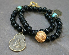 Load image into Gallery viewer, Change Moon Goddess Collection Black Obsidian Wrap Bracelet with Buddha - sunnybeachjewelry
