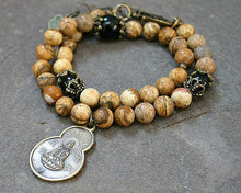 Load image into Gallery viewer, Change Moon Goddess Collection Picture Jasper Wrap Bracelet with Buddha - sunnybeachjewelry

