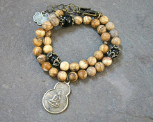 Load image into Gallery viewer, Change Moon Goddess Collection Picture Jasper Wrap Bracelet with Buddha - sunnybeachjewelry
