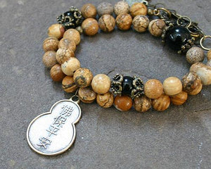 Change Moon Goddess Collection Picture Jasper Wrap Bracelet with Buddha - sunnybeachjewelry