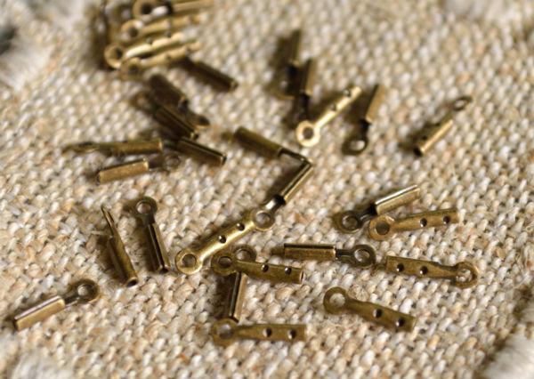 Crimp Cord Ends Tip 4x1mm Gold Silver Plated Brass Tube With Loop 0.5mm ID - sunnybeachjewelry