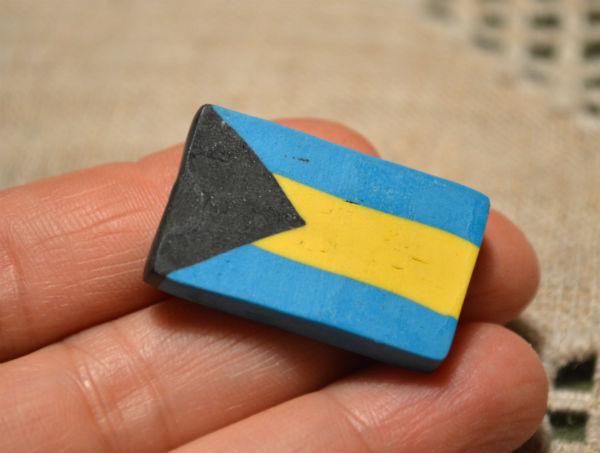 Flag Bead Bahamas 30x20mm Rectangle Polyclay Polymer Clay Jewelry Fimo Bead - sunnybeachjewelry