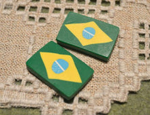 Load image into Gallery viewer, Flag Bead Brazil 30x20mm Rectangle Polyclay Polymer Clay Jewelry Fimo Bead - sunnybeachjewelry
