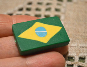 Flag Bead Brazil 30x20mm Rectangle Polyclay Polymer Clay Jewelry Fimo Bead - sunnybeachjewelry