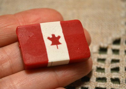 Flag Bead Canada 30x20mm Rectangle Polyclay Polymer Clay Jewelry Fimo Bead - sunnybeachjewelry