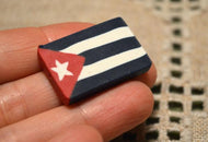 Flag Bead Cuba 30x20mm Rectangle Polyclay Polymer Clay Jewelry Fimo Bead - sunnybeachjewelry