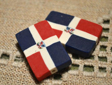 Load image into Gallery viewer, Flag Bead Dominican Republic 30x20mm Rectangle Polyclay Polymer Clay Jewelry Fimo Bead - sunnybeachjewelry
