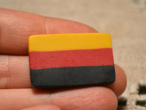 Flag Bead Germany 30x20mm Rectangle Polyclay Polymer Clay Jewelry Fimo Bead - sunnybeachjewelry