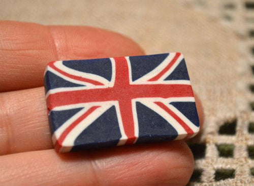 Flag Bead Great Britain 30x20mm Rectangle Polyclay Polymer Clay Jewelry Fimo Bead - sunnybeachjewelry