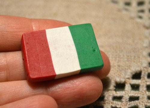 Flag Bead Italy 30x20mm Rectangle Polyclay Polymer Clay Jewelry Fimo Bead - sunnybeachjewelry