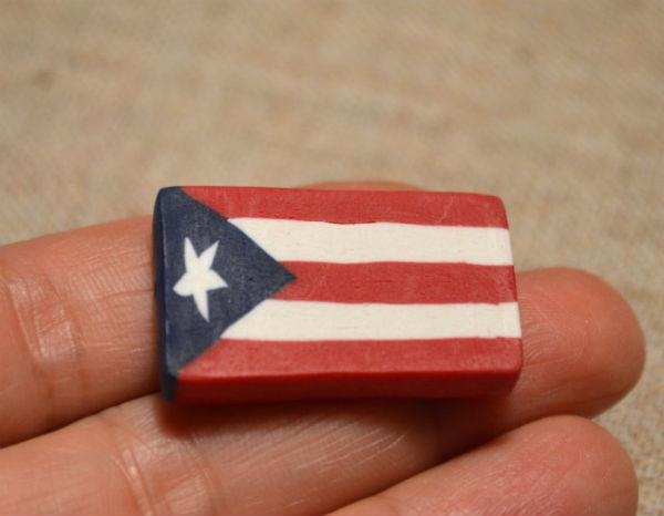 Flag Bead Puerto Rico 30x20mm Rectangle Polyclay Polymer Clay Jewelry Fimo Bead - sunnybeachjewelry