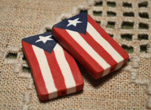 Load image into Gallery viewer, Flag Bead Puerto Rico 30x20mm Rectangle Polyclay Polymer Clay Jewelry Fimo Bead - sunnybeachjewelry
