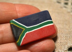 Flag Bead South Africa 30x20mm Rectangle Polyclay Polymer Clay Jewelry Fimo Bead - sunnybeachjewelry