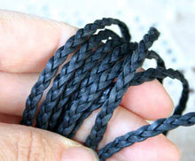 Load image into Gallery viewer, Flat Braided Leather Black 5mm  - 1 meter - sunnybeachjewelry
