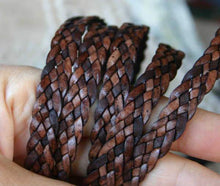 Load image into Gallery viewer, Flat Braided Leather Brown Natural 10mm  - 1 meter - sunnybeachjewelry
