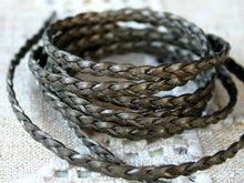 Load image into Gallery viewer, Flat Braided Leather Kansa Metallic 5mm  - 1 meter - sunnybeachjewelry
