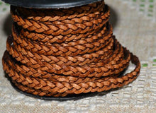 Load image into Gallery viewer, Flat Braided Leather Natural Brown 5mm  - 1 meter - sunnybeachjewelry
