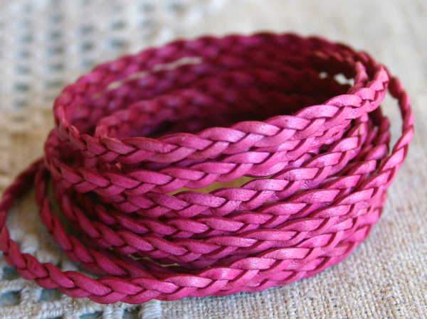 Flat Braided Leather Natural Cyclaman 5mm  - 1 meter - sunnybeachjewelry