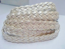 Load image into Gallery viewer, Flat Braided Leather Pearl Metallic 10mm  - 1 meter - sunnybeachjewelry
