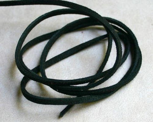 Flat Faux Leather Suede Black 3x1mm  - 5 yards - sunnybeachjewelry