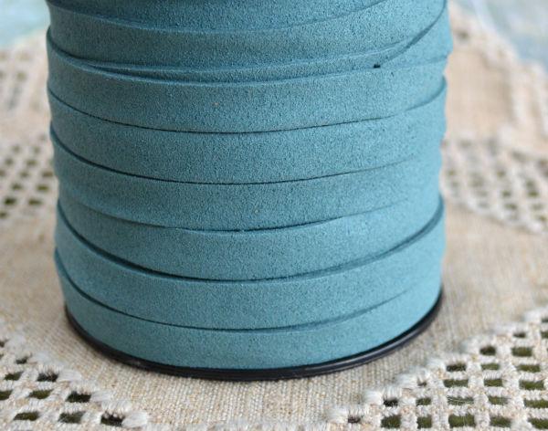 Flat Faux Leather Suede Turquoise Blue 10mm  - 1 yard - sunnybeachjewelry