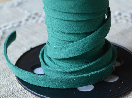 Flat Faux Leather Suede Turquoise Green 10mm  - 1 yard - sunnybeachjewelry