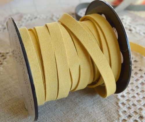 Flat Faux Leather Suede Yellow Tan 10mm  - 1 yard - sunnybeachjewelry