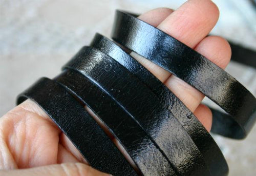 Flat Leather Strap Black 16mm - sunnybeachjewelry