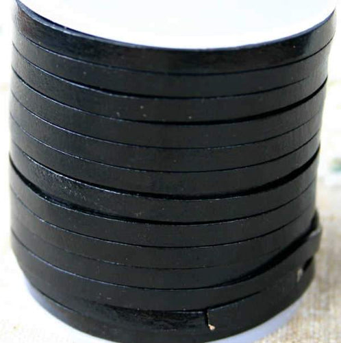 Flat Leather Strap Black 8mm - sunnybeachjewelry