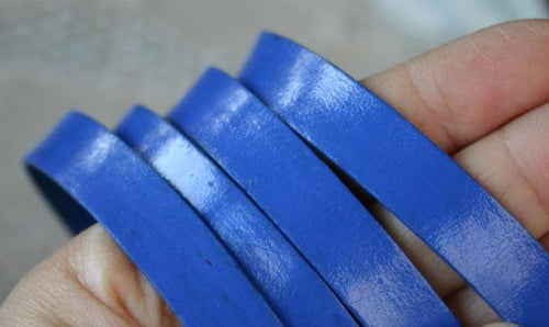 Flat Leather Strap Blue 12mm - sunnybeachjewelry