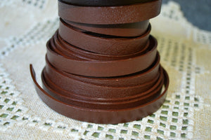 Flat Leather Strap Chocolate Brown 10mm  - 1 meter - sunnybeachjewelry