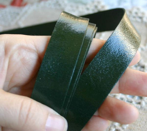 Flat Leather Strap Dark Green 20mm  - 32 in - sunnybeachjewelry