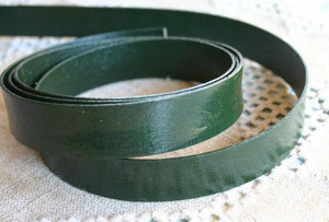 Flat Leather Strap Dark Green 20mm  - 32 in - sunnybeachjewelry