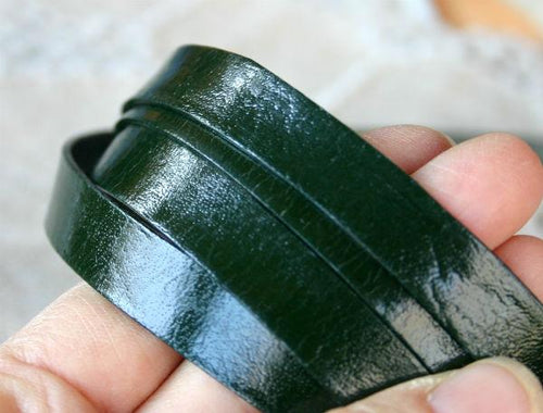 Flat Leather Strap Green 12mm - sunnybeachjewelry