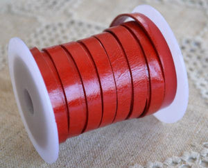 Flat Leather Strap Red 12mm - sunnybeachjewelry