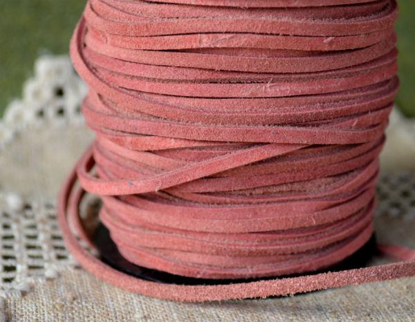 Flat Leather Suede Pink 3x2mm  - 5 meter - sunnybeachjewelry