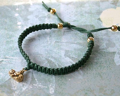 Friendship Bracelet Gold Buddha On Cotton Cord - sunnybeachjewelry