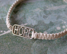 Load image into Gallery viewer, Friendship Bracelet Silver Hope On Cotton Cord - sunnybeachjewelry
