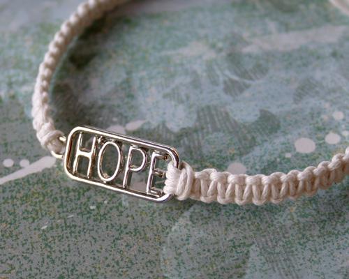 Friendship Bracelet Silver Hope On Cotton Cord - sunnybeachjewelry