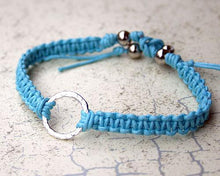 Load image into Gallery viewer, Friendship Bracelet Silver Karma Circle On Cotton Cord - sunnybeachjewelry
