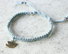 Load image into Gallery viewer, Friendship Bracelet Silver Peace Dove On Cotton Cord - sunnybeachjewelry
