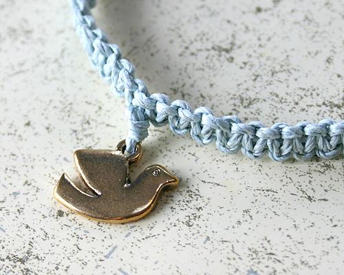 Friendship Bracelet Silver Peace Dove On Cotton Cord - sunnybeachjewelry