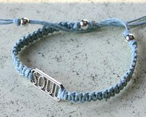 Friendship Bracelet Silver Soul On Hemp Cord - sunnybeachjewelry