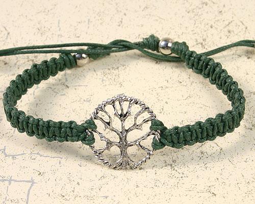 Friendship Bracelet Silver Tree Of Life On Cotton Cord - sunnybeachjewelry