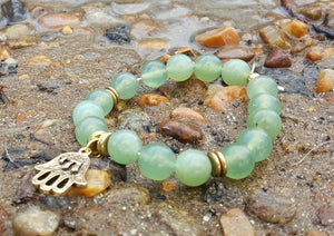 Hamsa Collection Green Aventurine Yoga Mala Bracelet - sunnybeachjewelry