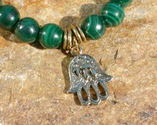 Load image into Gallery viewer, Hamsa Collection Green Malachite Yoga Mala Bracelet - sunnybeachjewelry
