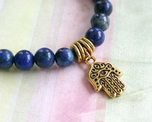 Load image into Gallery viewer, Hamsa Collection Lapis Lazuli Yoga Mala Bracelet - sunnybeachjewelry
