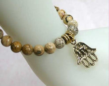 Load image into Gallery viewer, Hamsa Collection Picture Jasper Yoga Mala Bracelet - sunnybeachjewelry
